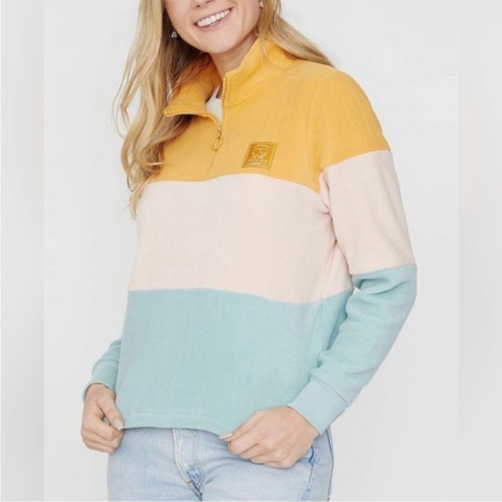 Ivory Ella Fleece 1/4 zip colorblock sweatshirt Size Small Y2K Casual Cozy‎ Warm